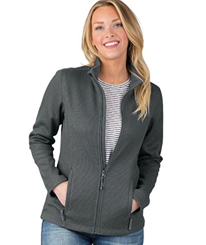 Charles River Apparel womens Heritage Rib Knit Full Zip Fleece Jacket, Grey, Me…