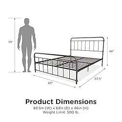 DHP Winston Metal Platform Bed with Rustic Design