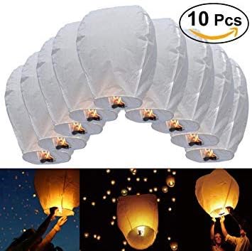 Gternity Chinese Lanterns & Sky Lanterns ECO Friendly - 100% Biodegradable - White Lantern for Weddings, Birthdays, Memorials and Much More (10 Pack)