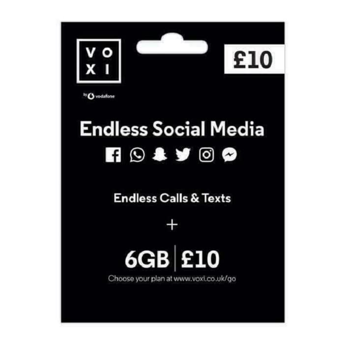 Vodafone VOXI £10 Plan SIM (Packaging May Vary)