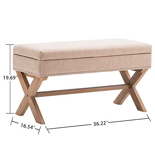 image for Fabric Upholstered Storage Entryway Bench, 36 inch Bedroom Bench Seat 