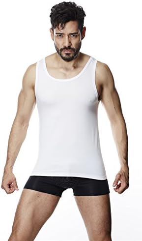 Dressray Mens Slimming Body Shaper Vests Shirt Sleeveless Men's Body Modal Tank Top Crew Neck White-XL