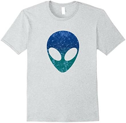 Mens Alien Head T Shirt Starry Night Sky Small Heather Grey