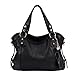 BaoLan Womens Stylish Leather Hobo Bags with Tassels Shoulder Bag Handbag Black