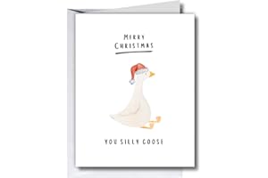 Merry Christmas, You Silly Goose – Funny Goose Christmas Card, Cute Animal Holiday Card for Partner or Best Friend, Blank Ins