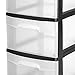 Sterilite 4-Pack 3-Drawer Rolling Plastic Storage Cart, Black Frame and Clear Drawers – Home, Office, or Dorm Portable Organizer with Removable Wheels