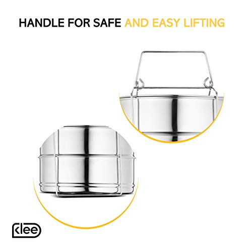 Klee Utensils 3-Piece Stackable Stainless Steel Pressure Cooker Insert Pans with Lid