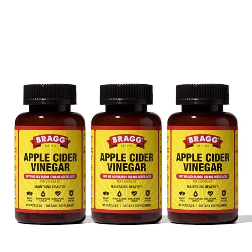Bragg Apple Cider Vinegar Capsules with Vitamin D and Zinc - (3 Pack) 90 Capsules - Supports The Immune System