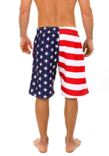 Uzzi Men's Patriotic USA American Flag Swim Trunks M