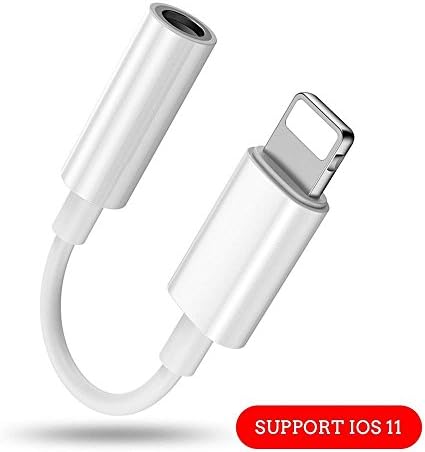 Lighting Jack Adapter,3.5 mm Headphone Jack Adapter Lighting Connector,AUX Audio Jack Earphone Extender Jack Stereo Phone X Phone 8/8Plus Phone 7/7Plus Support iOS 11 (White)