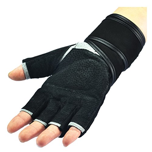Half Finger Weight Lifting Gloves with Wrist Wraps Support Training,Fitness,Exercise ,for Men and Women