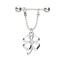 Diamondo One-Piece Clover Surgical Steel Anti Allergic Dangle Piercing Nipplerings