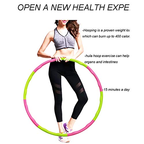 NEOWEEK Hula Hoops for Adults-Weighted Hula Hoop for Exercise-2lb, Detachable Design-2018 Professional Fitness Hula Hoop (Pink-Green)