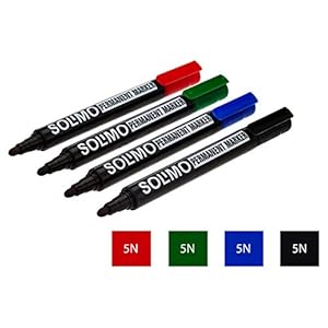 Amazon Brand – Solimo Permanent Marker Set (20 pieces, Black-5, Blue-5, Red-5, Green-5