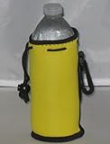 Water Bottle Koozie with Drawstring & Clip, Yellow