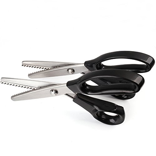Z-COLOR 2 Pairs Serrated and Scalloped Pinking Shears Scissors Sewing Fabric Leather Craft Dressmaking Upholstery Tailor Cut Tool - Thumbnail 6