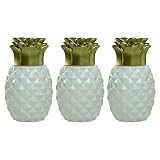 TIKI Brand Pineapple Glass Table Torch, White (Set of 3)