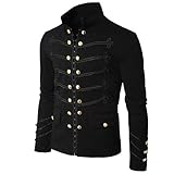 HUAMING Mens Casual Solid Gothic Embroider Button