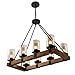 Vineyard 6-Light Metal and Wood Chandelier