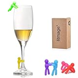 litmage Wine glass Charms Party Wine Markers (Set of 6) little man Themed Silicone Drink Markers Christmas Gifts