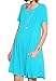 JollieLovin Women's Pockets Casual Swing Loose T-Shirt Dress (Lake Blue, 3X)
