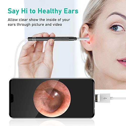 3.5mm USB Otoscope Ear Scope Camera - WETDCQ Waterproof HD Visual Ear Endoscope Ear Camera with Earwax Cleaning Tool, 6 Adjustable LED Lights and 3-in-1 Connector for Android and Windows