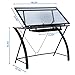 MEEDEN Glass Top Drafting Table - Tiltable Drawing Desk for Artists - Modern Craft Station with Large Working Surface - for Artwork, Graphic Design, Sketching and Tracing - Black Tempered Glass