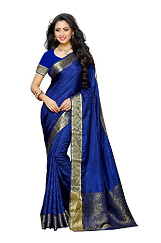 Mimosa By Kupinda Women's Tusser Silk Saree Kanjivaram Style Color :Navy Blue (3196-2073-NVY)