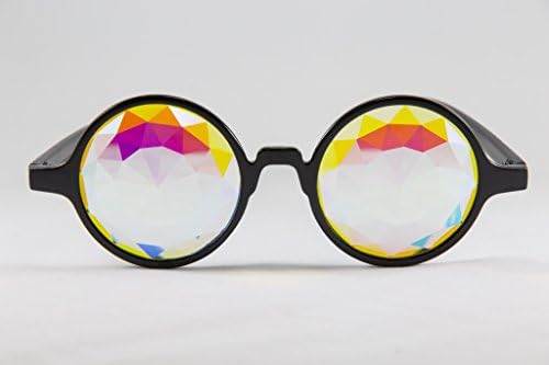Festival Junkie Black PLUR-Vision Rainbow Diamond Kaleidoscope Glasses