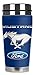 Mugzie Ford Mustang White Pony Travel Mug with Insulated Wetsuit Cover, 20 oz, Blue