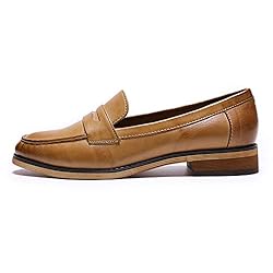 Mona flying Women's Leather Penny Loafer Casual