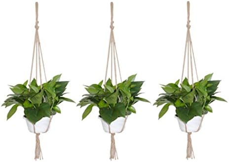 3Pack Amersumer Macrame Plant Hanger Macrame Holder Flower Pot Plant Holder For Outdoor Balcony Ceiling Patio Deck.(Hemp Rope)