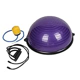 Z ZTDM Yoga Half Balance Trainer Ball Fitness Strength Exercise Balance Ball with Resistance Bands & Pump (Purple)