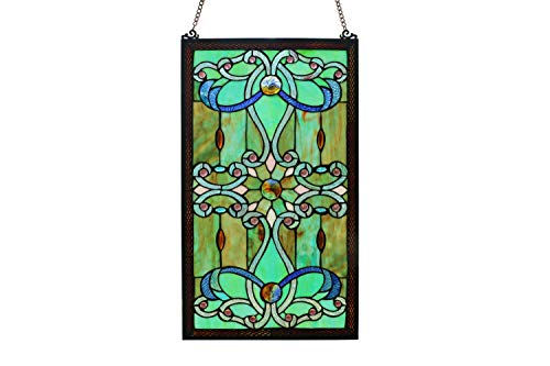 Yogoart Tiffany Stained Glass Victorian Window Panel 26" X 15" - Thumbnail 6