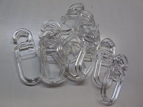 Gardinia Folding Hooks for Curtain Rings, Diameter Eyelet 5.3 mm, Curtain and Curtain Hooks for Rings, Pack of 10, Plastic, Transparent, Not Applicable