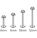 FUNRUN 15PCS 16G Stainless Steel Lip Rings Labret Nose Studs Piercing Labret Monroe Nose Studs Ear Tragus Helix Earring 3mm Ball 6mm Bar Length
