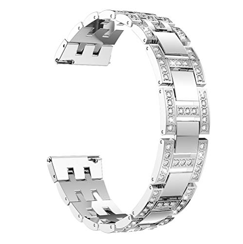 22MM Jewel Watch band for 22mm Bar width watch,Crystal Rhinestone Diamond Metal watch band for MK Bradshaw/Fossil Q Wander,Machine,Marshal Gen 2,GEAR S3 Frontier,Silver