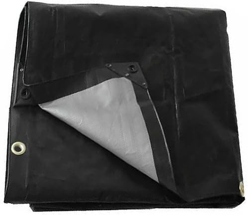 QVS Shop 1.2M X 1.8M Black/Silver Tarpaulin - Heavy Duty 270gsm Waterproof Sheet Cover Tarp