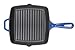Bruntmor Pre-Seasoned 10 Inch Blue Square Cast Iron Pan | Indoor Grill | Cast iron Skillet Flat Top Grill with Easy Grease Draining for Grilling Bacon, Steak, and Meats, Stove, Fire and Microwave Safe