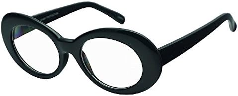 Bold Retro Clout Goggles Oval Round Kurt Cobain Sunglasses (Black/Clear, 2)