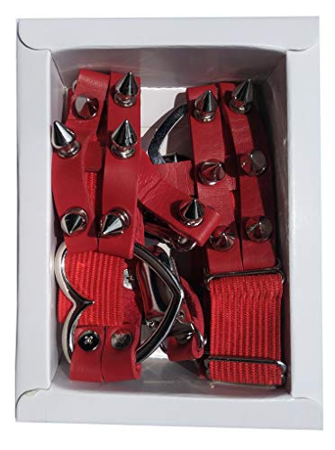 Women Girl Sexy Leather Heart Garters Punk Rock Rivet Stud Leg Ring 2pcs Red