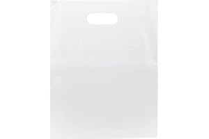 100 Clear Handle Bags 12x15, Extra Thick 2.25 Mil Retail Plastic Shopping Merchandise Gift Bags Tear Resistant Strong Durable Anti Stretch For Small Business LDPE Die Cut, ClearBags, 100% Recyclable