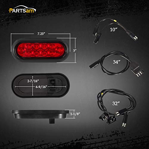 Partsam Red Cargo Carrier Hitch Rack Lights Kit, 2Pcs 6 Inch 10 LED
