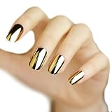 LOCOMO 12pc Metallic Color Electroplated Acrylic False Fake Full Nail Tip Art Gold NAC010GOL
