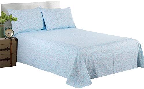 YIH 4pcs Shabby Floral Bed Sheet Set King Size, 100% Cotton Sheets Set
