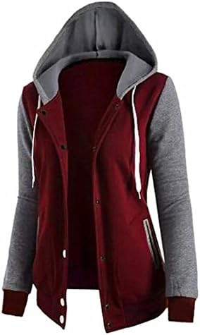 pujingge Women's Casual Long Sleeve Lightweight Hooded Bomber Jacket Red S