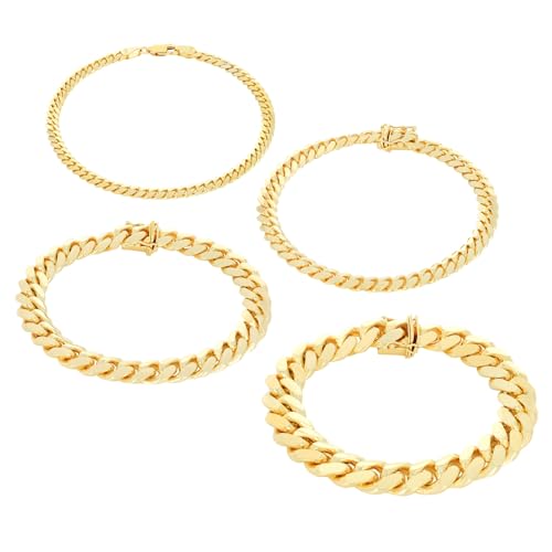 Nuragold 10K Real Yellow Gold Solid Miami Cuban Link Chain Bracelet 7