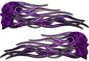 REFLECTIVE New School Street Rod Classic Car Style Evil Skull Flame Stickers / Decal Kit in Purple Inferno