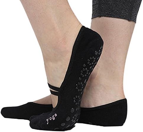 Women's Non Slip Casual Floor Hospital Socks with Grips For Barre Pilates Yoga Pack of 1 (black)