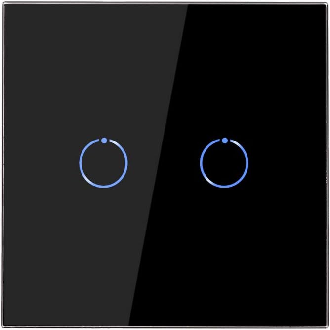 CNBINGO Touch Light Switch, Black Double Light Switch, Tempered Glass Panel with LED Backlight, No Neutral Wire Required - Image 5